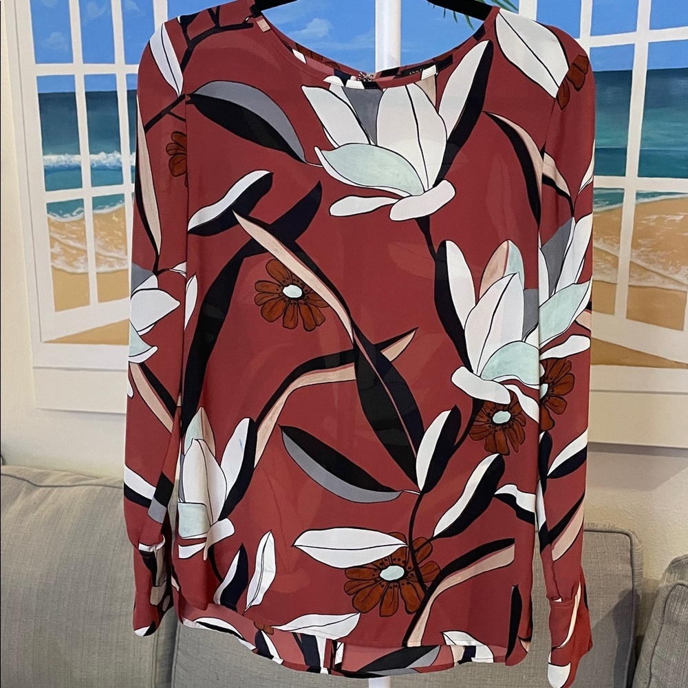 Ann Taylor Rust Floral Blouse